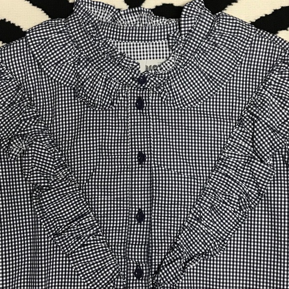Topshop Moto Gingham Frill Shirt - Picture 5 of 7